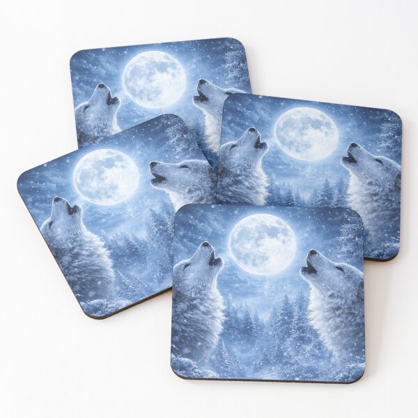 Item preview, Wolves Howling at Full Moon Winter Solstice Yule designed and sold by Stephanie Laird.