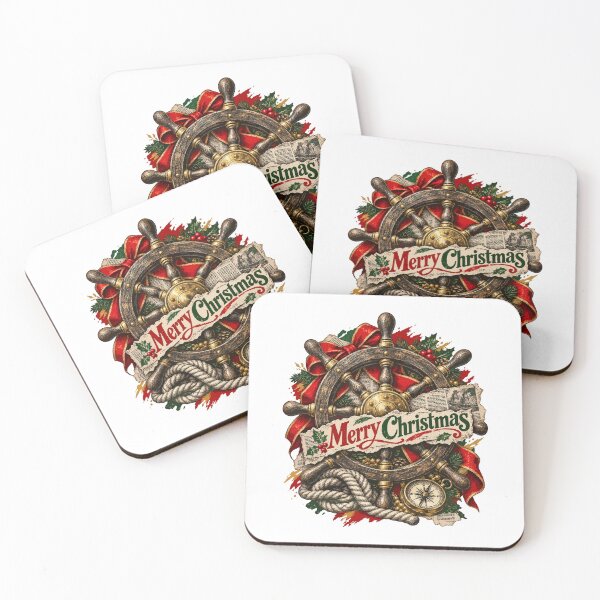 Item preview, Wooden ship's wheel embraced by nautical Christmas ribbons designed and sold by TaruHonu.