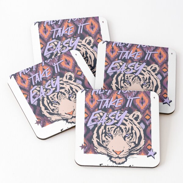 Item preview, Hey You Take It Easy Tiger Face Enjoy Your Time Ikat Pattern Graphic T-Shirt designed and sold by Atique Creations.