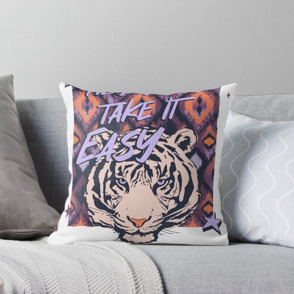 Item preview, Hey You Take It Easy Tiger Face Enjoy Your Time Ikat Pattern Graphic T-Shirt designed and sold by Atique Creations.