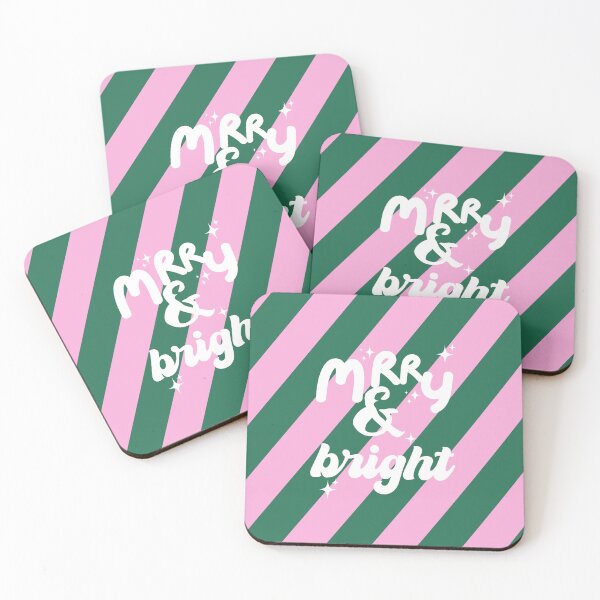 Item preview, Merry & Bright | Pink and Green Preppy Christmas designed and sold by Magic Love Art Print.