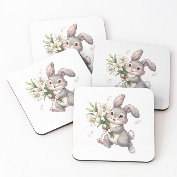 Item preview, Cute Baby Bunny with White Lilies designed and sold by StickVerse by Owais.