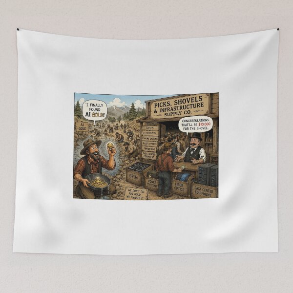 Item preview, Gold Rush Cartoon – AI Robot Miner Funny Tech Design designed and sold by HTown Greek Supply.