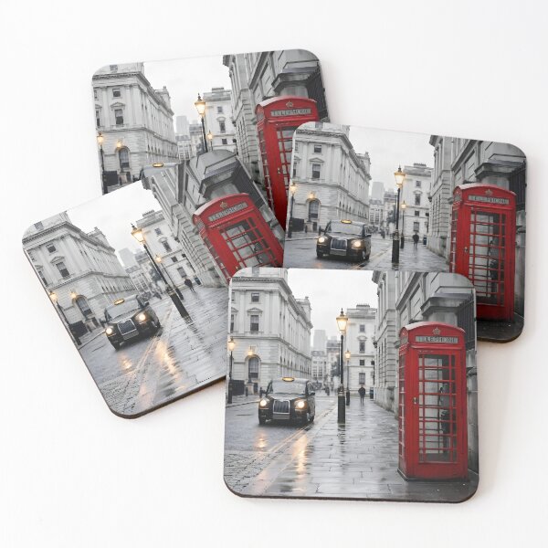 Item preview, Classic London Street with Red Telephone Box and Glowing Lamps designed and sold by TeeBeeDesigns.
