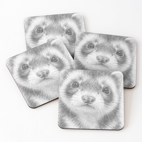 Item preview, Ferret Portrait Black and White Pencil Sketch Wildlife Art designed and sold by Leon Woods Pencil Art.