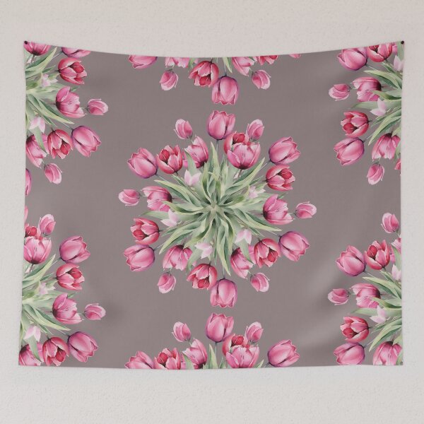 Item preview, Botanical Tulip Bouquet Rosy Wood Seamless Pattern Art designed and sold by ​Jyoti Digital Artist.