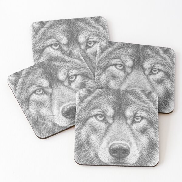 Item preview, Wolf Portrait Black and White Pencil Sketch Wildlife Art designed and sold by Leon Woods Pencil Art.