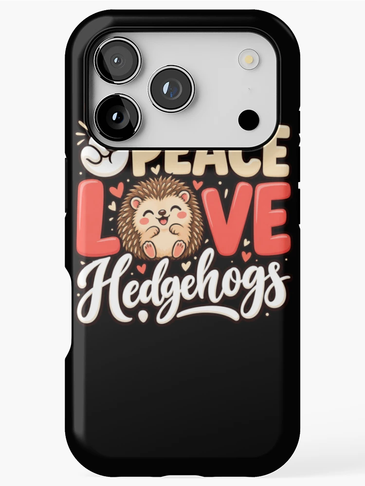 Thumbnail 1 of 4, iPhone Case, Peace Love Hedgehogs designed and sold by ROUX-ART.