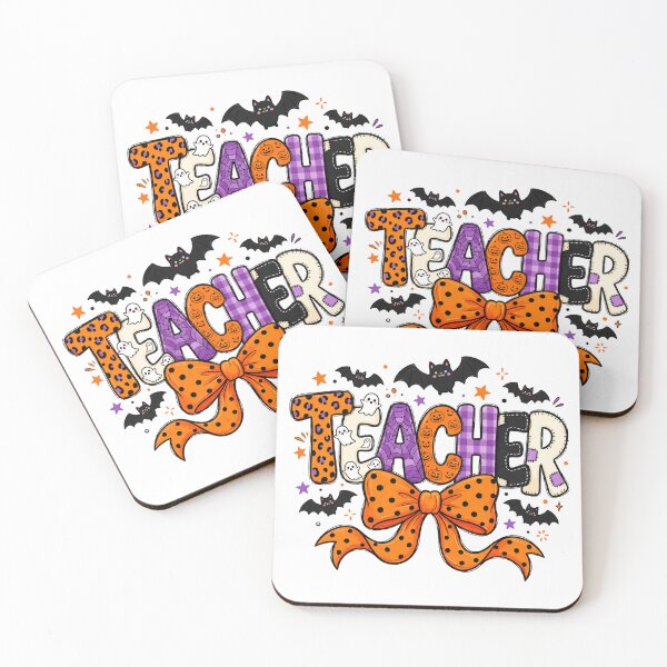 Item preview, Halloween Teacher Patchwork Lettering with Orange Bow designed and sold by hoganpineda.