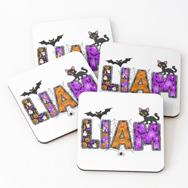 Item preview, Liam Halloween Letters Black Cat Pumpkin Bats designed and sold by hoganpineda.