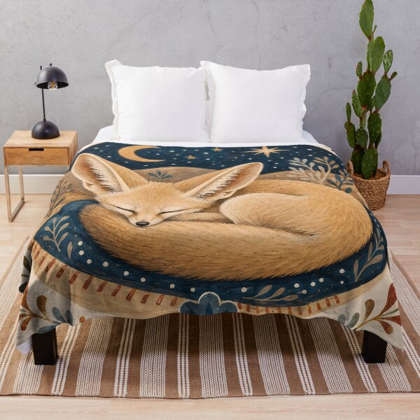 Item preview, Fennec Fox Sleeping Under the Stars | Folk Art Illustration designed and sold by ksgraphics222.