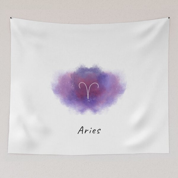 Item preview, Aries Zodiac Glyph in Purple Pink Watercolor Cloud designed and sold by Cole's Design.