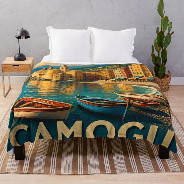 Item preview, Camogli Liguria Italy – Painterly Vintage Coastal Travel Poster designed and sold by LSVart.