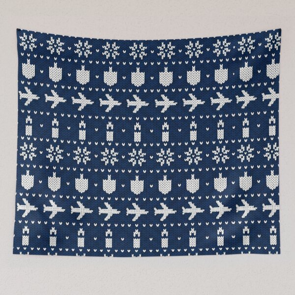 Item preview, Dreidels, Snowflakes and Airplanes - Blue and White Winter Knit designed and sold by EMaviation_.