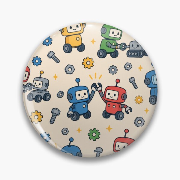 Item preview, Robotics Team Cute Pattern | Little Robots Building Robots with Wrenches, Gears and Batteries designed and sold by DebugLab.