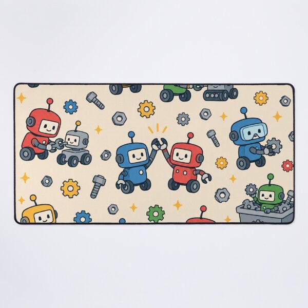 Item preview, Robotics Team Cute Pattern | Little Robots Building Robots with Wrenches, Gears and Batteries designed and sold by DebugLab.