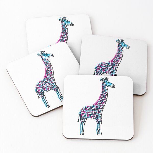 Item preview, Neon Cyan and Pink Giraffe with Black Linework designed and sold by Dyche Studio.