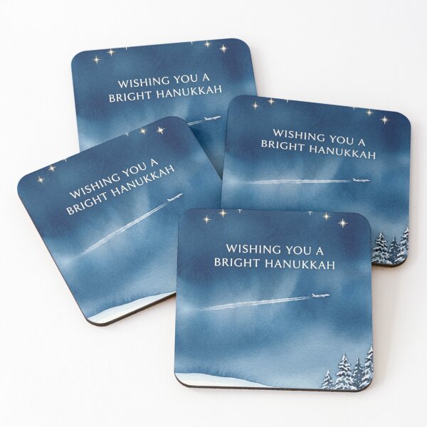Item preview, Wishing You a Bright Hanukkah – Eight Stars and a Contrail Watercolor designed and sold by EMaviation_.