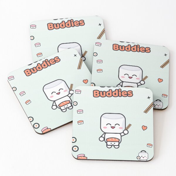 Item preview, Sushi Buddies - Cute Kawaii Sushi and Marshmallow Pip with Chopsticks designed and sold by BiMood.