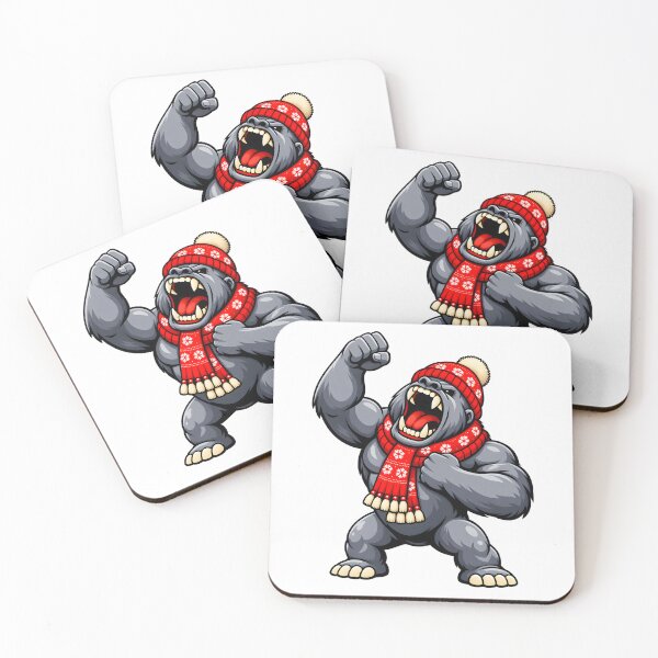 Item preview, Fierce Gorilla Beating Chest Winter Christmas Hat designed and sold by ROARSOME DESiGNS.