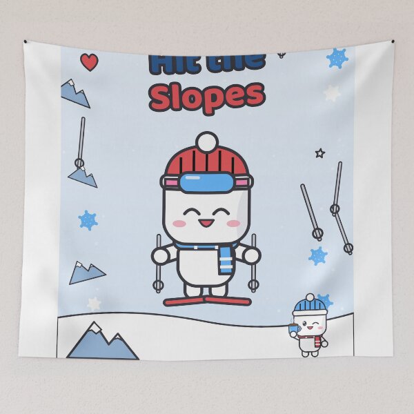 Item preview, Hit the Slopes - Cute Skiing Marshmallow Pip in Goggles and Beanie designed and sold by BiMood.