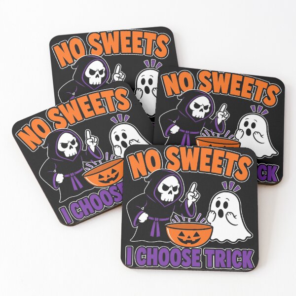 Item preview, No Sweets I Choose Trick Funny Grim Reaper Ghost Halloween Spooky designed and sold by MirengLab.