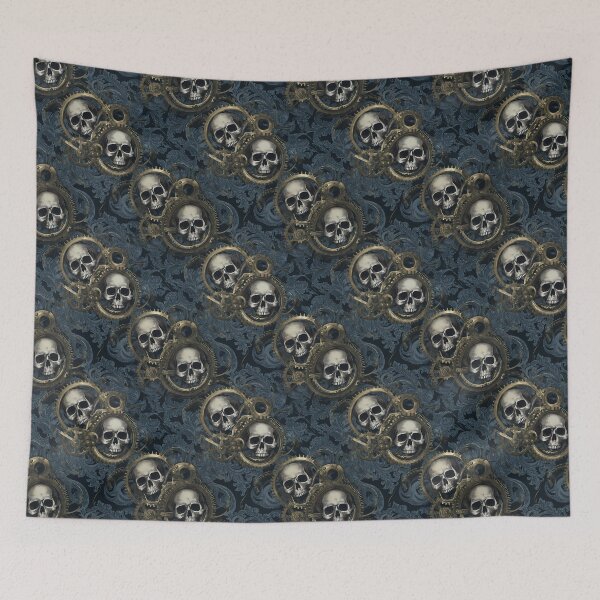 Item preview, Vintage Gothic Dark Botanical Skull Pattern 02 designed and sold by The Design Asset Station.