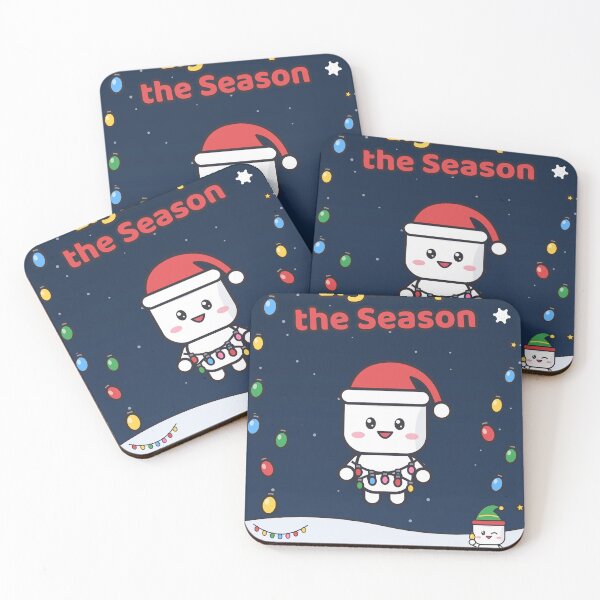 Item preview, Light Up the Season - Funny Marshmallow Pip Tangled in Christmas Lights designed and sold by BiMood.
