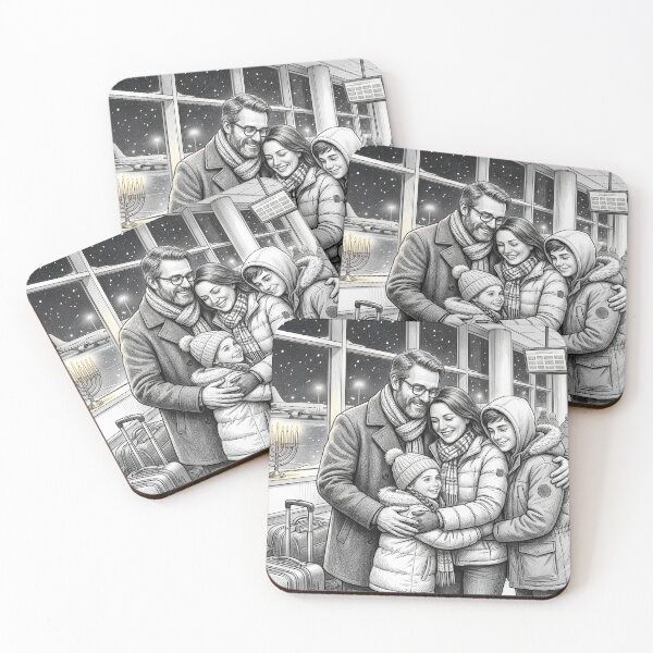 Item preview, Winter Arrivals Reunion – Graphite Pencil Family Hug at the Airport designed and sold by EMaviation_.