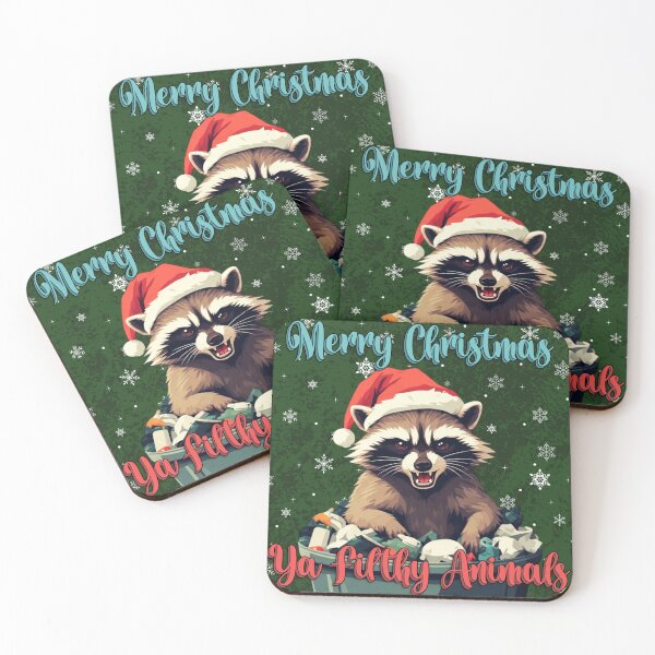 Item preview, Merry Christmas Ya Filthy Animals (racoon) designed and sold by K.THX.BYE.