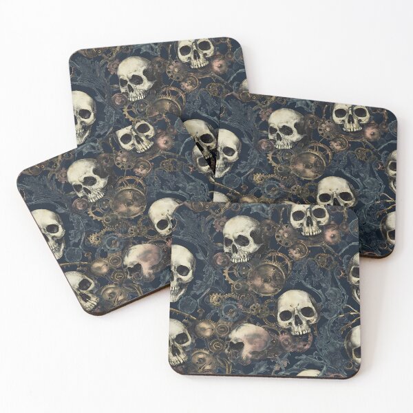 Item preview, Vintage Gothic Dark Botanical Skull Pattern 04 designed and sold by The Design Asset Station.