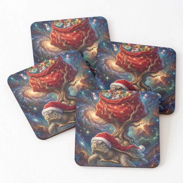 Item preview, Cosmic Santa Turtle Pop Surrealism Space Christmas Wall Art designed and sold by Rain-Road.