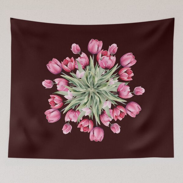 Item preview, Botanical Tulip Bouquet Dark Crimson Shadow Seamless Pattern Art designed and sold by ​Jyoti Digital Artist.