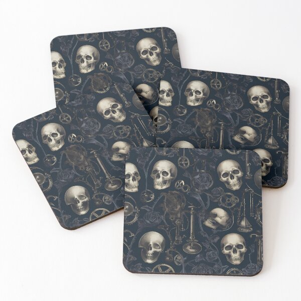 Item preview, Vintage Gothic Dark Botanical Skull Pattern 06 designed and sold by The Design Asset Station.