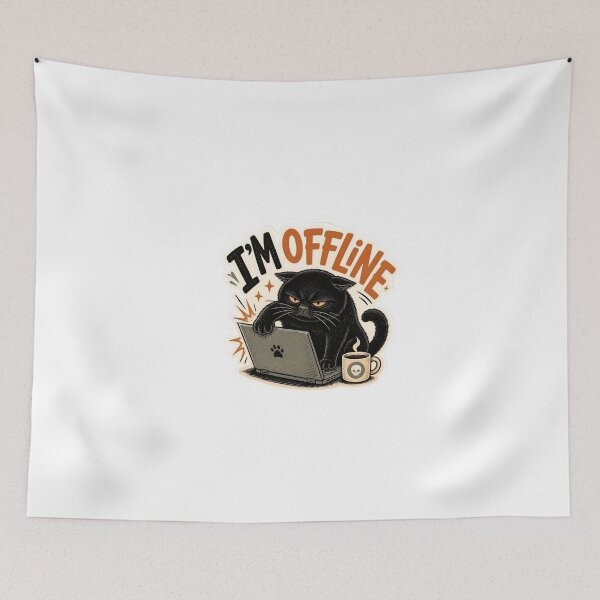 Item preview, Funny Black Cat I'm Offline Sticker designed and sold by Menna17.