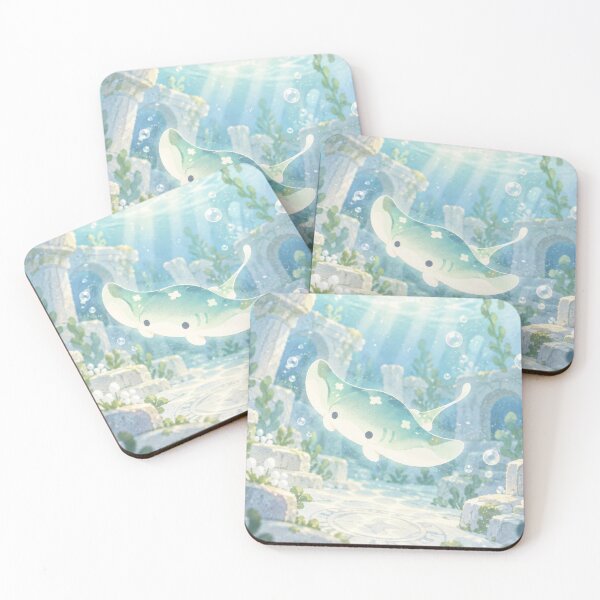 Item preview, Manta Ray Exploring Sunlit Underwater Stone Ruins designed and sold by AshiraCreations.