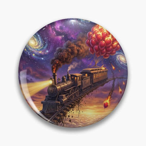 Item preview, Cosmic Train Surreal Space Railway and Burning Balloons Wall Art designed and sold by Rain-Road.