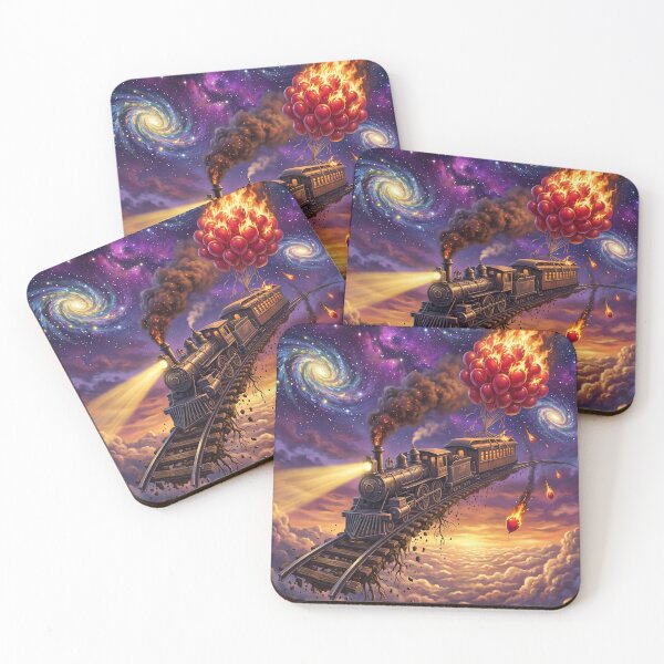 Item preview, Cosmic Train Surreal Space Railway and Burning Balloons Wall Art designed and sold by Rain-Road.