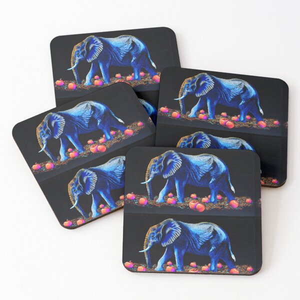 Item preview, The Electric Colossus – Blue and Gold Elephant Beneath the Night designed and sold by TreatLLC.