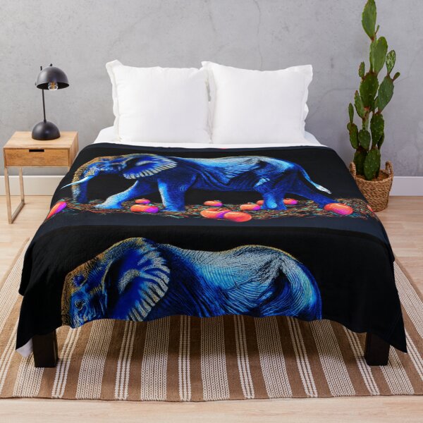 Item preview, The Electric Colossus – Blue and Gold Elephant Beneath the Night designed and sold by TreatLLC.