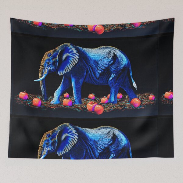 Item preview, The Electric Colossus – Blue and Gold Elephant Beneath the Night designed and sold by TreatLLC.