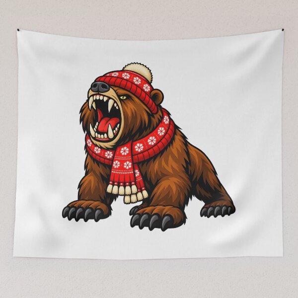 Item preview, Fierce Roaring Grizzly Bear Winter Christmas Hat designed and sold by ROARSOME DESiGNS.