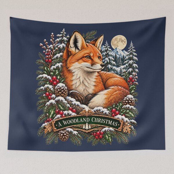 Item preview, Christmas Fox Vintage Woodland Winter Holly Wildlife Art designed and sold by CalmCapy Co.
