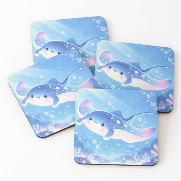 Item preview, Manta Ray With Star Markings Above Pastel Coral designed and sold by AshiraCreations.