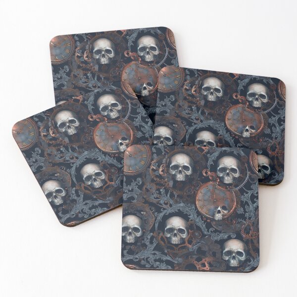 Item preview, Vintage Gothic Dark Botanical Skull Pattern 08 designed and sold by The Design Asset Station.
