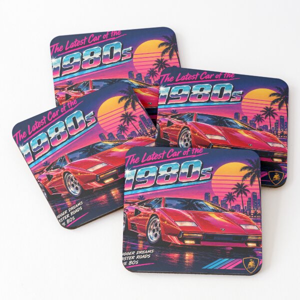 Item preview, 1980s Retro Supercar – Neon Synthwave Vintage Car Art designed and sold by GoldenSparkleShop.