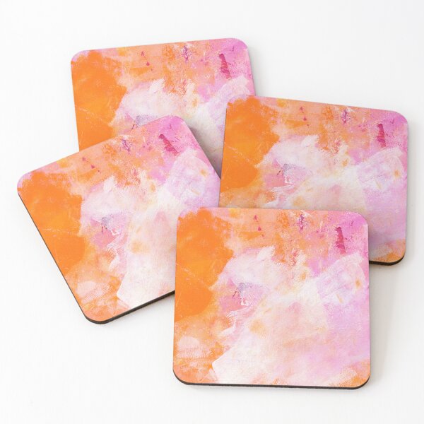 Item preview, Joy in pink, orange, and white, abstract acrylic painting designed and sold by KarenKaspar.