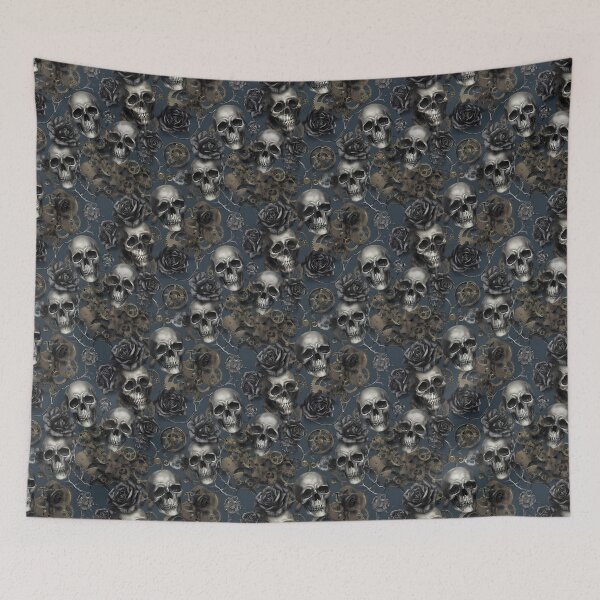Item preview, Vintage Gothic Dark Botanical Skull Pattern 12 designed and sold by The Design Asset Station.