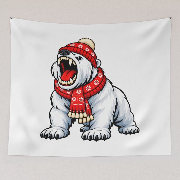 Item preview, Fierce Roaring Polar Bear Winter Christmas Hat designed and sold by ROARSOME DESiGNS.