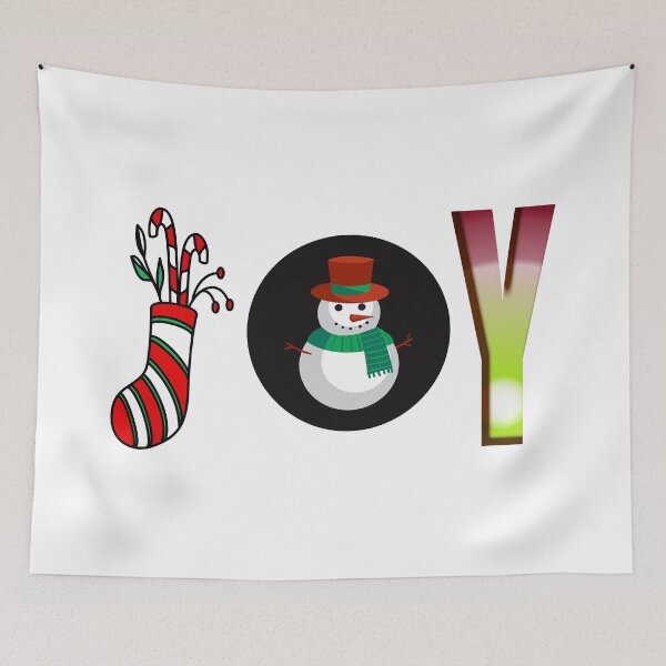 Item preview, Joy Christmas Snowman & Stocking Typography designed and sold by NAMASTHE WORLD.